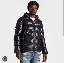 Fornitura e richiesta giacca uomo Novo Puffer in nero lucido - XXL - MSRP $110,00