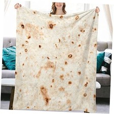 3D Funny Realistic Food Flannel Fleece Throw Blankets 50"x40" Burritos Tortilla