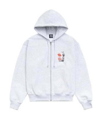 Stussy - Tall Dice Zip Hoodie - Ash Heather Color - Men XL - New Tags In Bag