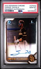 124130260 Samuel Zavala 2022 Bowman Chrome #CPA-SZ Auto 1st RC PSA 10