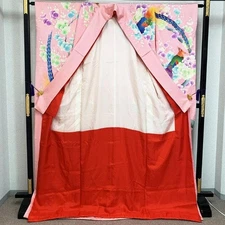 Hikifurisode Kakeshita Peacock Gold Embroidery 504w3 Used  Size unspecified