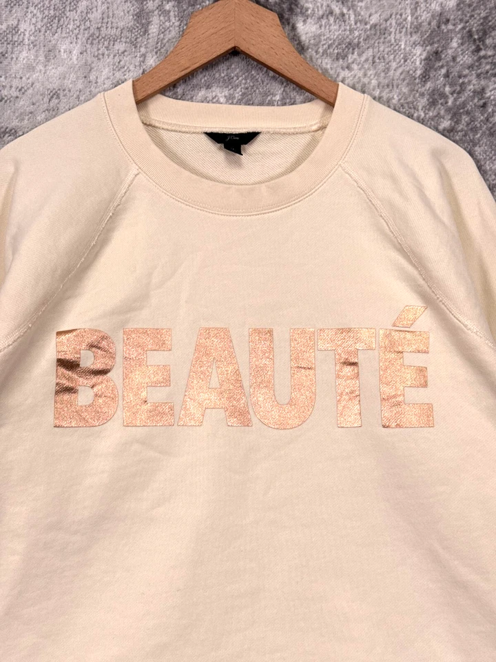 J Crew Sweater XL Womens Beaute Pink Glitter Terry Boxy Pullover Sweatshirt - Image 2 of 4