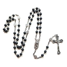 Rosary Beads Long Necklace with Jesus Christ Crucifix for Cross Catholic Prayer