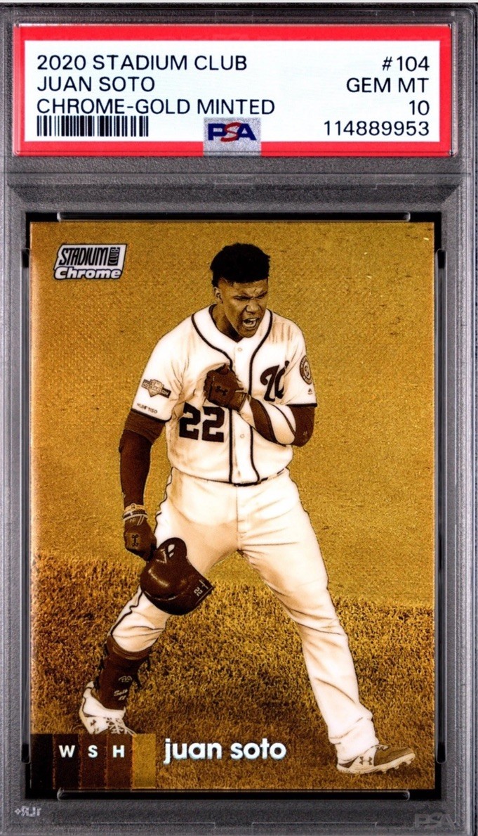 Juan Soto PSA 10 2020 Topps Stadium Club Chrome Gold Minted Refractor #104 