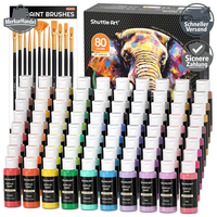 Acrylfarben Set 80 Farben 60Ml Mit 12 Pinseln Ungiftig Wasserfest FüR KüNstler