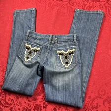 Vigoss Jeans Womens 27 Blue Bootcut Studs Dreamcatcher Flare Y2K