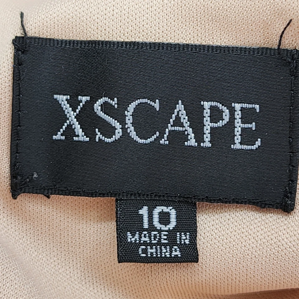 Vestido XSCAPE Mujer 10 Rosa 3D Floral Cuentas Apliques Midi Fit Acampanado Cuello en V Espalda Foto 4 de 4