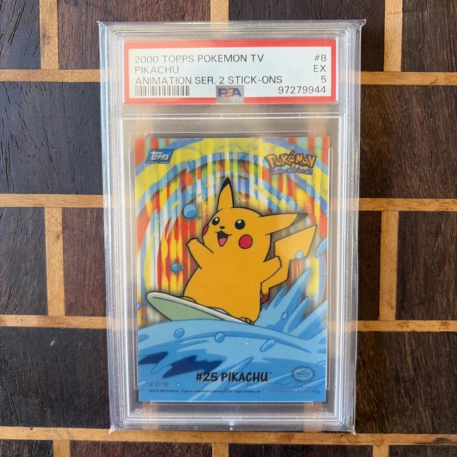 2000 Topps Pokemon TV Animation Series 2 - Surfing Pikachu Stick-ons #8 PSA 5