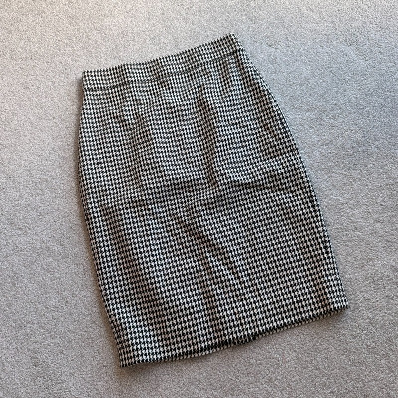 J. Crew Wool Blend Houndstooth Pencil Skirt Office Preppy  Fall Winter US 8