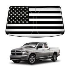 D-Lumina Winshield Sun Shade with USA Flag for 2009-2018 Dodge Ram 1500, Fold...