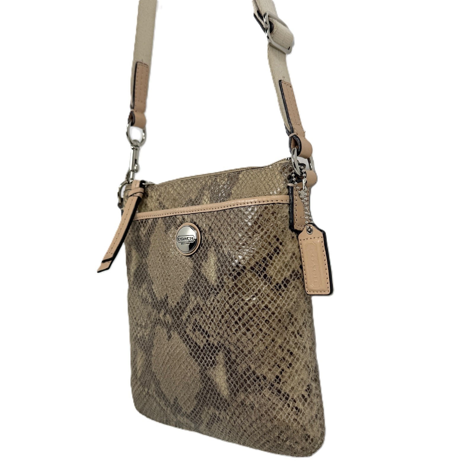 Coach Python Print Swingpack Crossbody Bag Khaki … - image 4