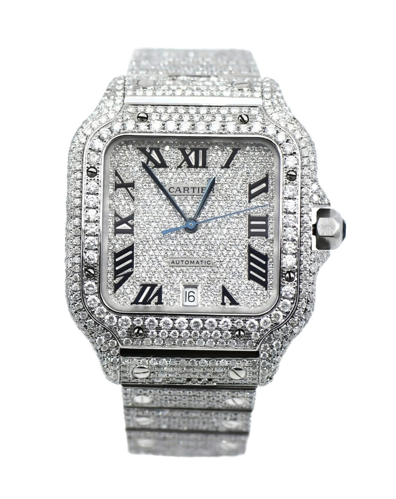 Cartier Santos Large Diamond Stainless Steel Watch WSSA0018