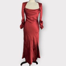 ASTR The Label Gracie Stretch Satin 3/4 Sleeve Midi Dress Merlot Women's XS NWT
