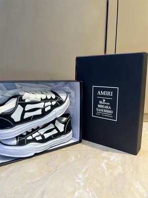 Maison Mihara Yasuhiro Black White Colorblock Low Top Lace Up Sneakers Men