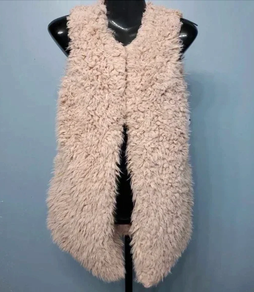 CATAO 女式腮红粉色 SHAGGY FUX FUR VEST TOP 卷曲羔羊外观带口袋 18W/20W — 第 2/4 张图片