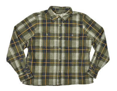 Magellan Outdoors Mens L Large Green Plaid Fleece Button Up Shirt Jacket Classic