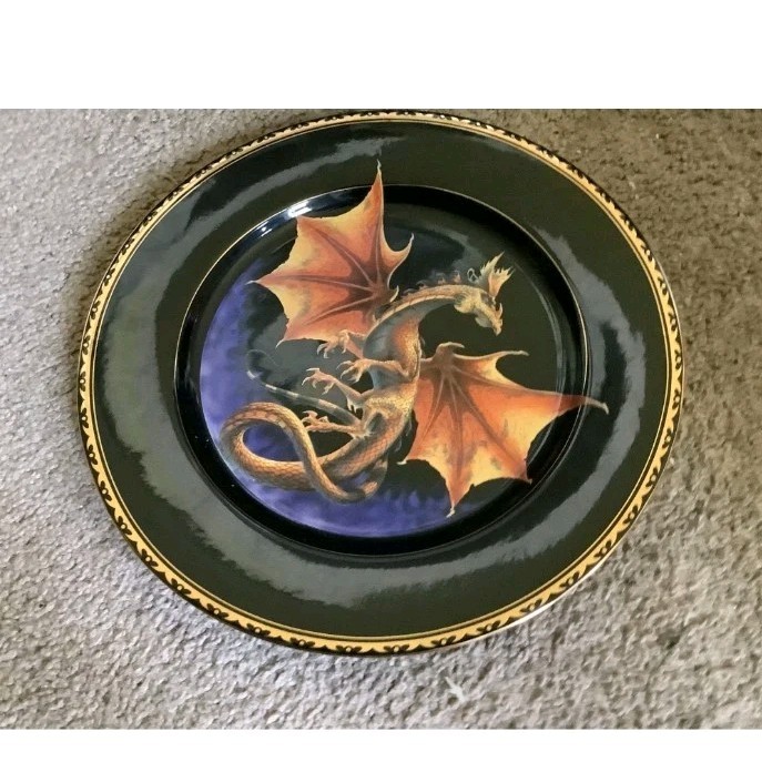 Black Gold Dragon Pattern Cup Saucer Plates