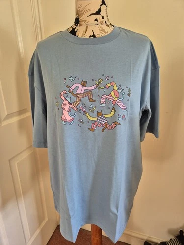 Lucy And Yak Benny Oversized Cotton Tee Matisse Cat Print Size Small BNWT