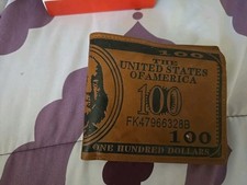 Mens Leather Bifold Wallet 100 Hundred Dollar Bill Brown B55