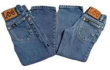 2 Vintage LEE Brand Boy Jeans Size 6 Reg Straight Leg Blue Denim USA Made