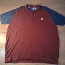 VTG Adidas x Vespa Y2K Knit Polo Shirt Men’s 3XL Red Burgundy Black Collab