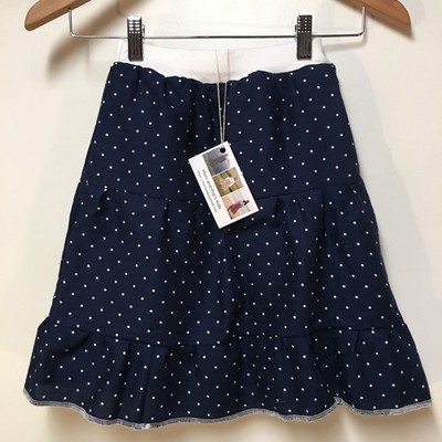 Skirt Girls 3 Maxi Navy Blue Polka Dot Ruffle Tiered Cotton Mom and Pop's Kids