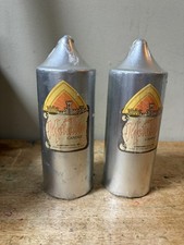 Vintage Kameyama Candles (2) Metallic Silver Pillar - Made in USA - 2 1/2”x7”