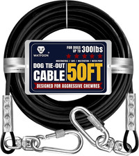 Tie Out Cable for Dogs up to 300Lbs,50Ft Extra Strong 1000Lbs Break Strength Tie