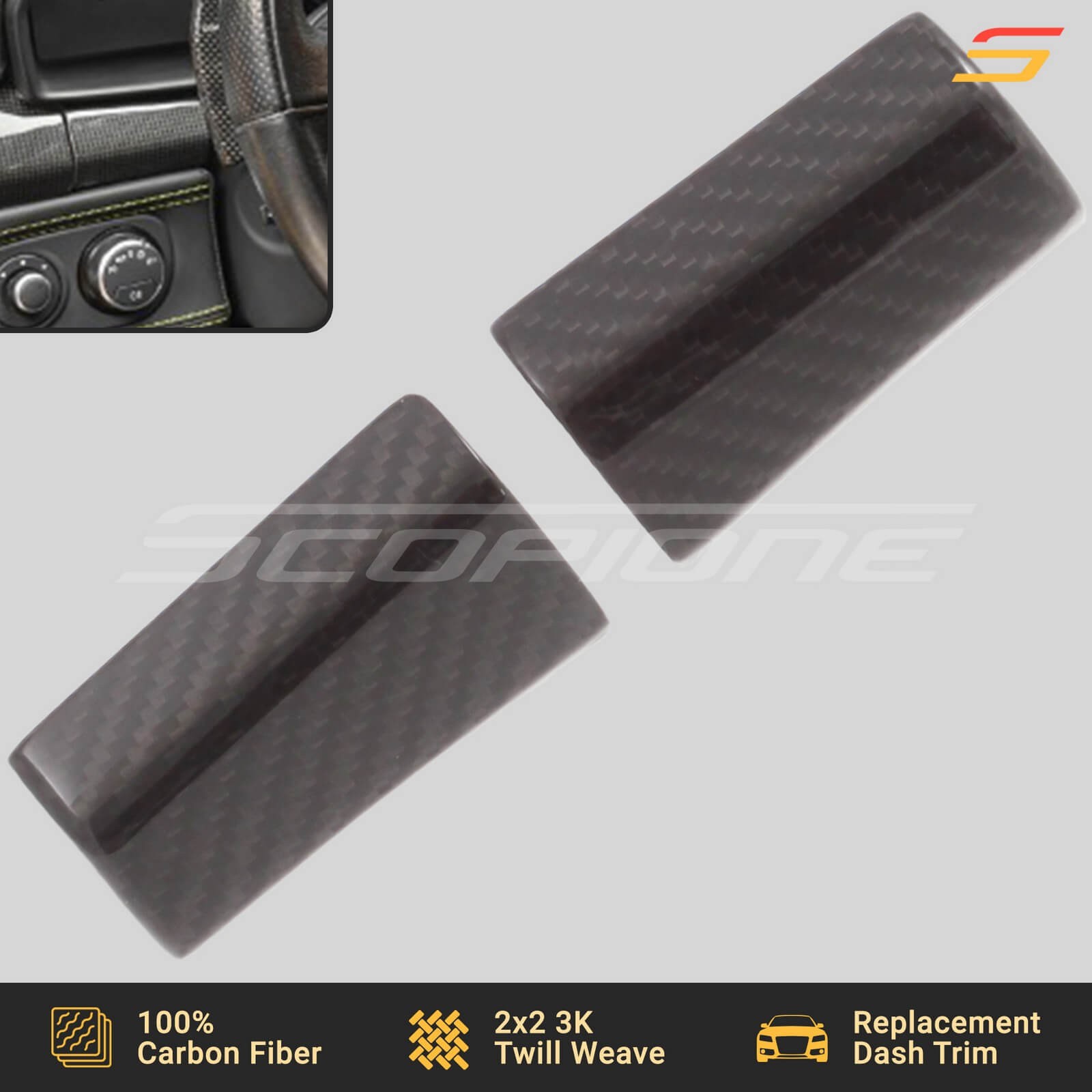 Scopione Carbon Fiber Dashboard AC Vents Trim Caps for Ferrari 458 Italia Spider