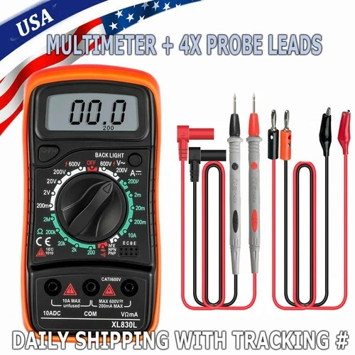 LCD Digital MULTIMETER Voltmeter Ammeter Ohmmeter Volt AC DC Tester Leads Meter - product listing photo