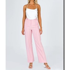 NWT Princess Polly Pink Kirstyn Pants High Waist Front Straight 4 BarbieCore