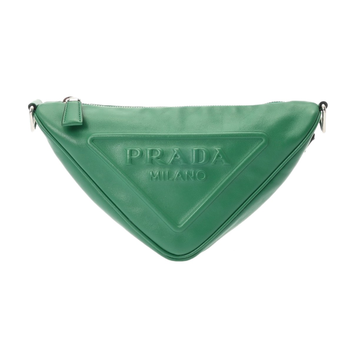 PRADA Triangle 1BH190 leather green unisex Shoulder Bag