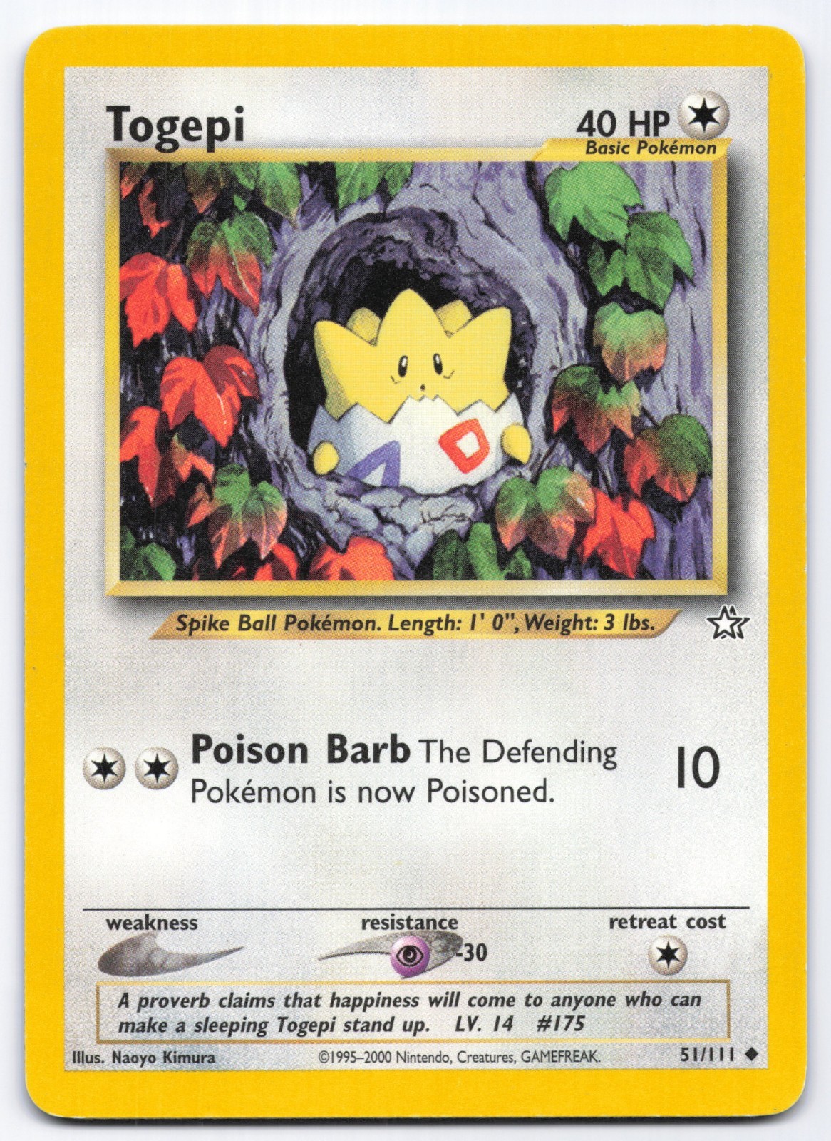 Togepi 51/111 Neo Genesis Unlimited Uncommon Pokemon Card MP