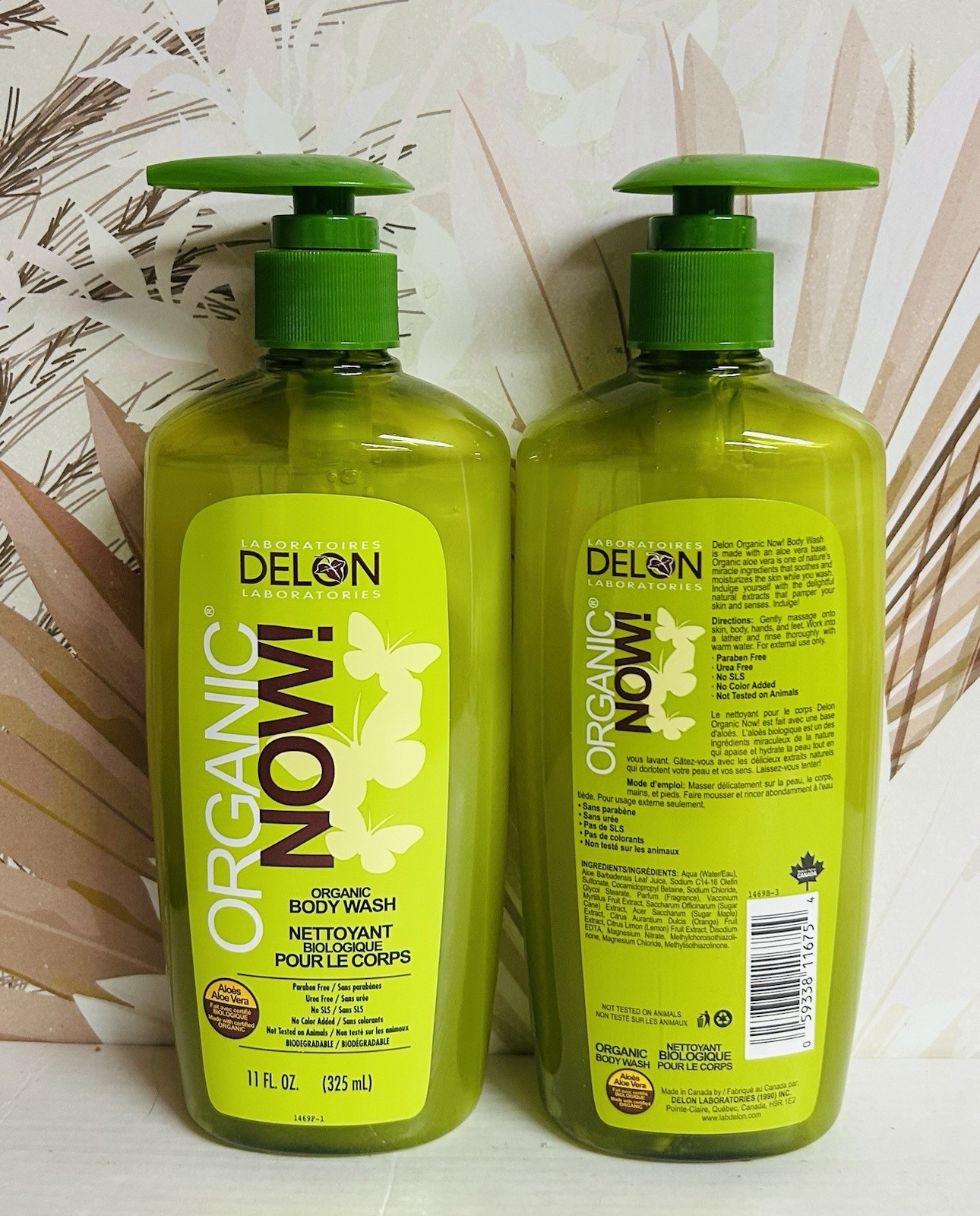 2-Pack Delon Organic Now! Body Wash with Aloe Vera 11 fl oz (325 ml) Each