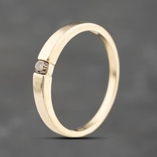 Second Hand 9ct Yellow Gold 0.10ct Brilliant Cut Cognac Diamond Solitaire Rin...