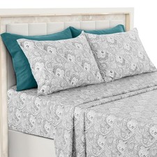 Lux Decor 6Pcs Microfiber Paisley Bed Sheet Set-King Bed Sheet-Hypoallergenic Pr