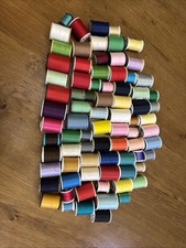 Large Lot of 79 Assorted Vintage Sewing Thread Plastic Spools w/ Thread