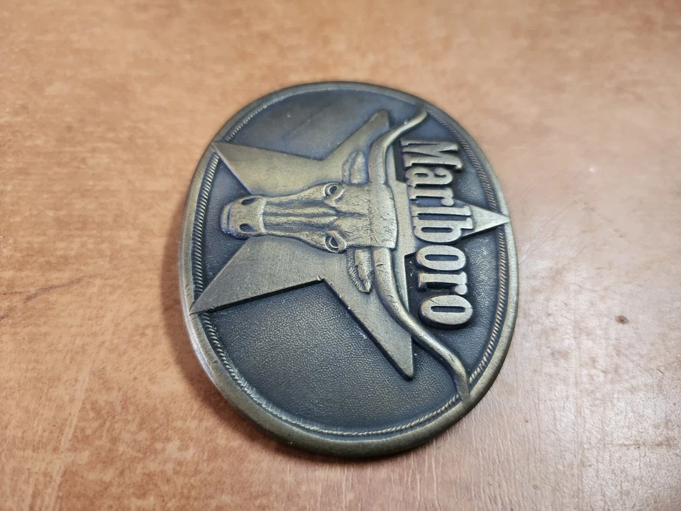 Vintage 1987 Philip Morris Inc Solid Brass Marlboro Belt Buckle - Image 3 of 4