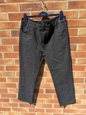 Damen Seyoo schwarz Denim Jeans Y2K ausgestellt Stickerei Größe Large Vintage Retro