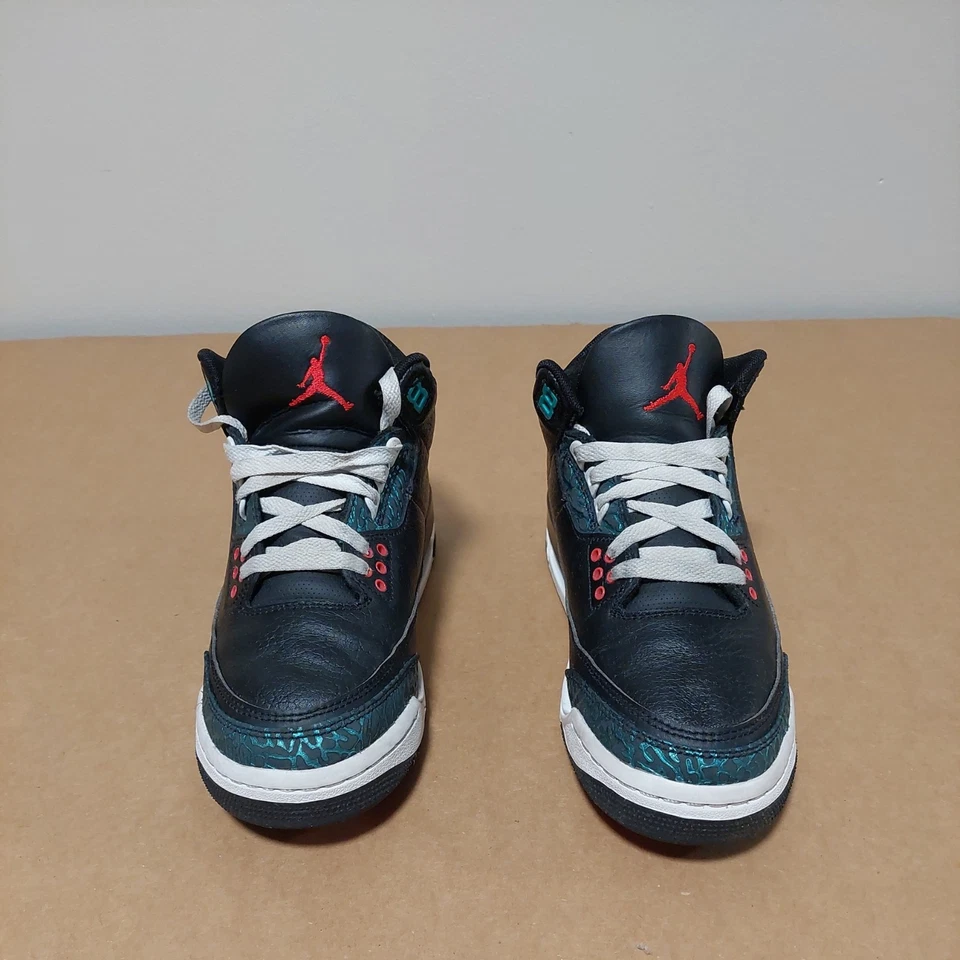 Nike Air Jordan 3 Retro GS Moto Negro Sirena Rojo Hyper Jade FV5437-001 Talla 6Y Foto 4 de 4
