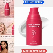 Color Changing Liquid Foundation SPF 50 Medium Coverage For Mature Skin 1.01 oz