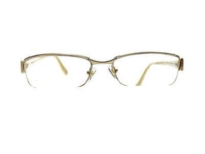 Prada Gold Off White Half Rim Rectangular Glasses Italy VPR35N ZVN101 53 17 140