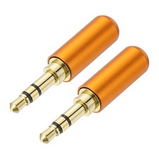 2Pcs 3.5mm 3 Pole Replacement Repair Plug Jack, Stereo Male Plug, Orange