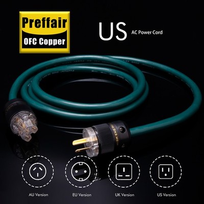 HiFi 12AWG Power Cable Version Supply Mains Cord Gold Platered Schuko Plug
