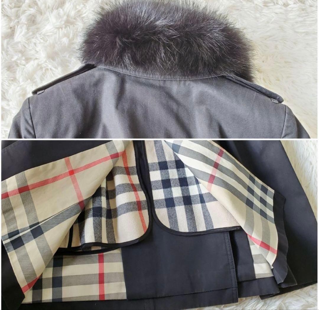 Burberry   London Trench Coat Blue Fox Fur Black 40 thumbnail 5