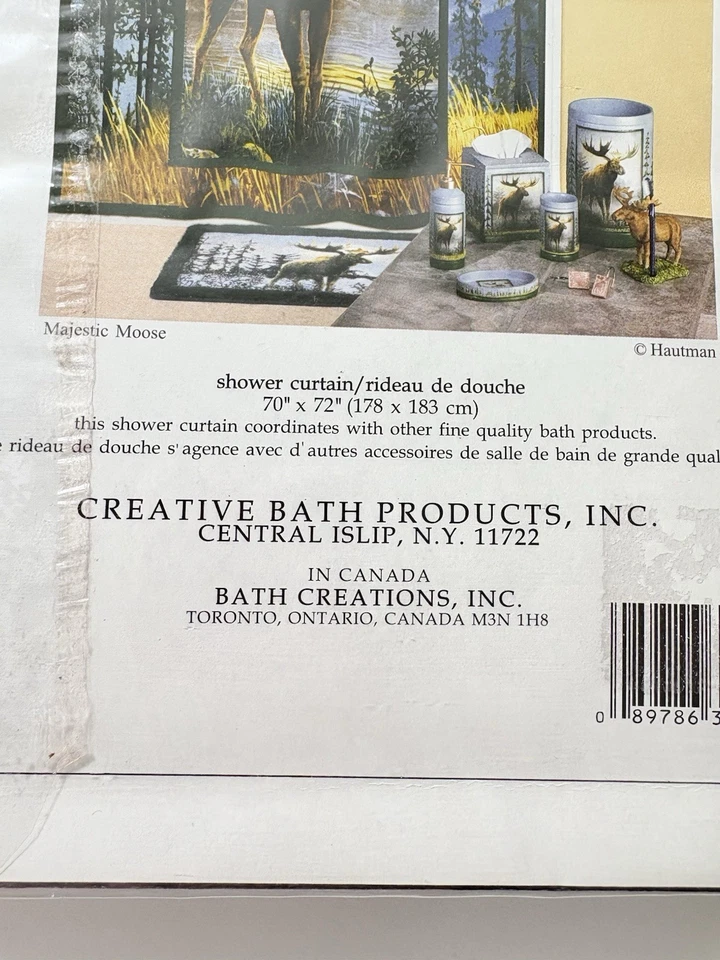 "NUEVA cortina de ducha de tela de alce majestuosa Hautman Bros Canadá cabaña cabaña 70""x72""" Foto 4 de 4