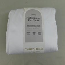 Threshold Performance Cotton Sateen Flat Sheet - White, Queen 8739