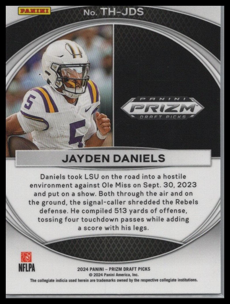 2024 Panini Prizm Draft Picks #TH-JDS Jayden Daniels Trophy Hunting