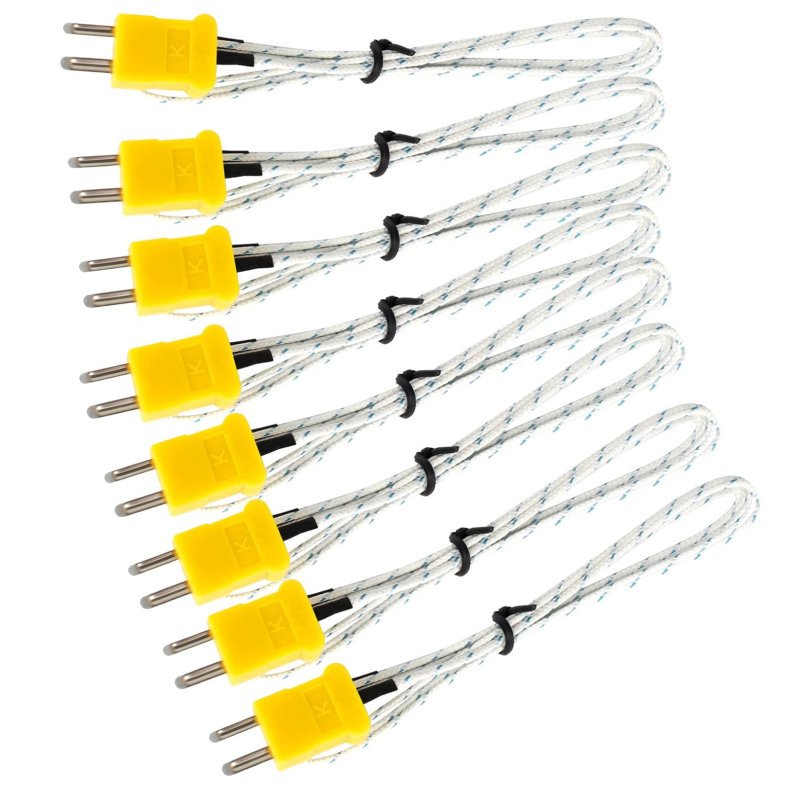 Haisheng 8PCS 1M K Type Thermocouple Probe K Temperature 1 meter, Yellow