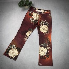 Archive Roberto Cavalli Flower Print Denim Red Jeans Italy Size 31